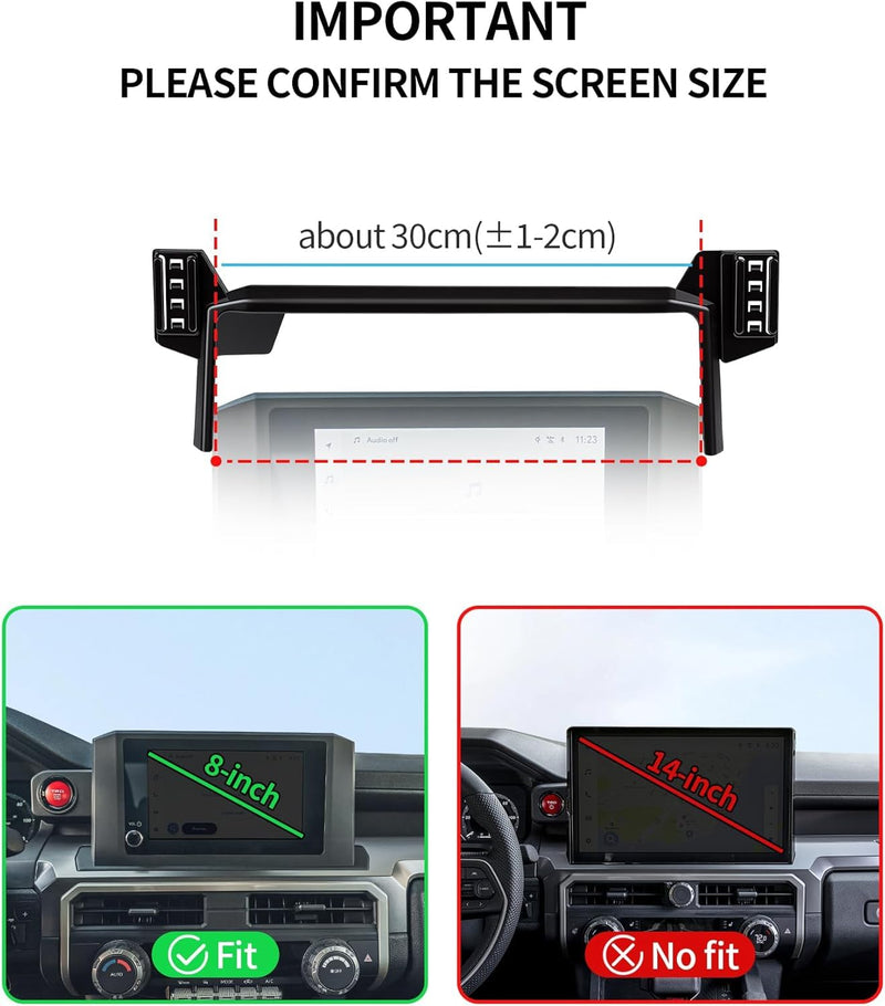 Car Phone Holder for Toyota Tacoma 2024-2026/4Runner 2025-2026 Accessories | 8" Screen Clip MagSafe Strong Magnetic Cell Phone Mount, Dual Slots Holders for Driver & Passenger,360° Rotatable Handsfree for Tacoma 2024-2026/4Runner 2025-2026 (8" Screen)