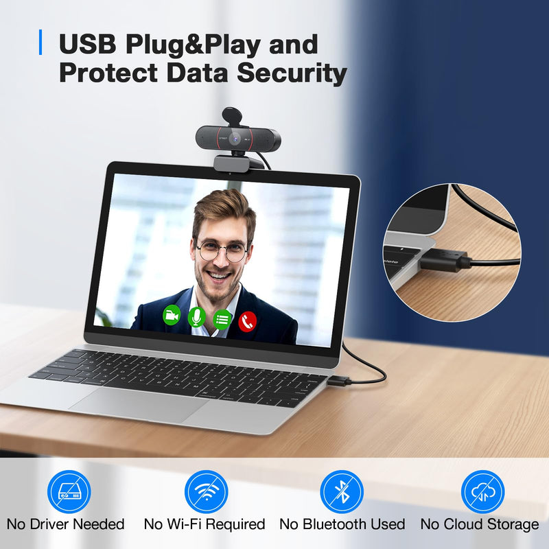 EMEET C960 4K Webcam for PC, PDAF Auto Focus, Dual Omni Mics, 73° FOV | Auto Light Correction, USB-A, Plug&Play, Web cam 4K with Privacy Cover, Webcam 4K Works for Zoom/Teams/Google Meet, Laptop/PC