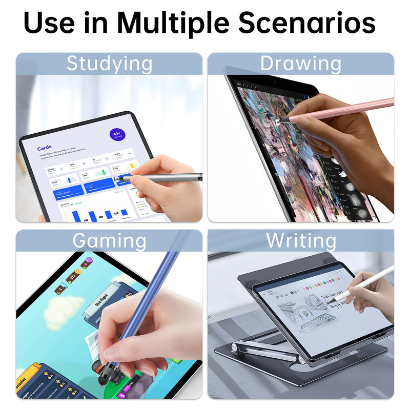 Stylus (5 Pcs), 2-in-1 Stylus Pen for Touch Screen, High Precision and Sensitivity, Suitable for iPhone/ipad/Android Tablets, Compatible with All Touch Screens (Black/White/Blue/Rose Gold/Silver) Silver/Blue/Rose Gold/White/Black