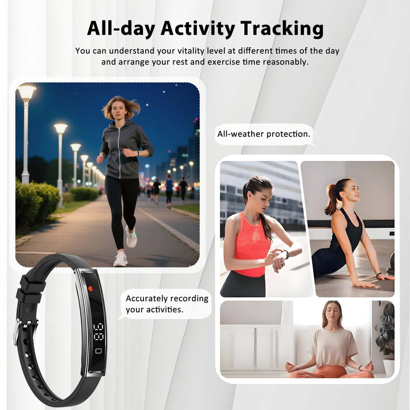 Smart Bracelet Fitness Tracker B3 & Cremation Ashes Cross Necklace Set, 5ATM Waterproof Health Tracker Band with 24/7 Heart Rate Sleep Monitor & Stainless Steel Memorial Urn Pendant with Fillin