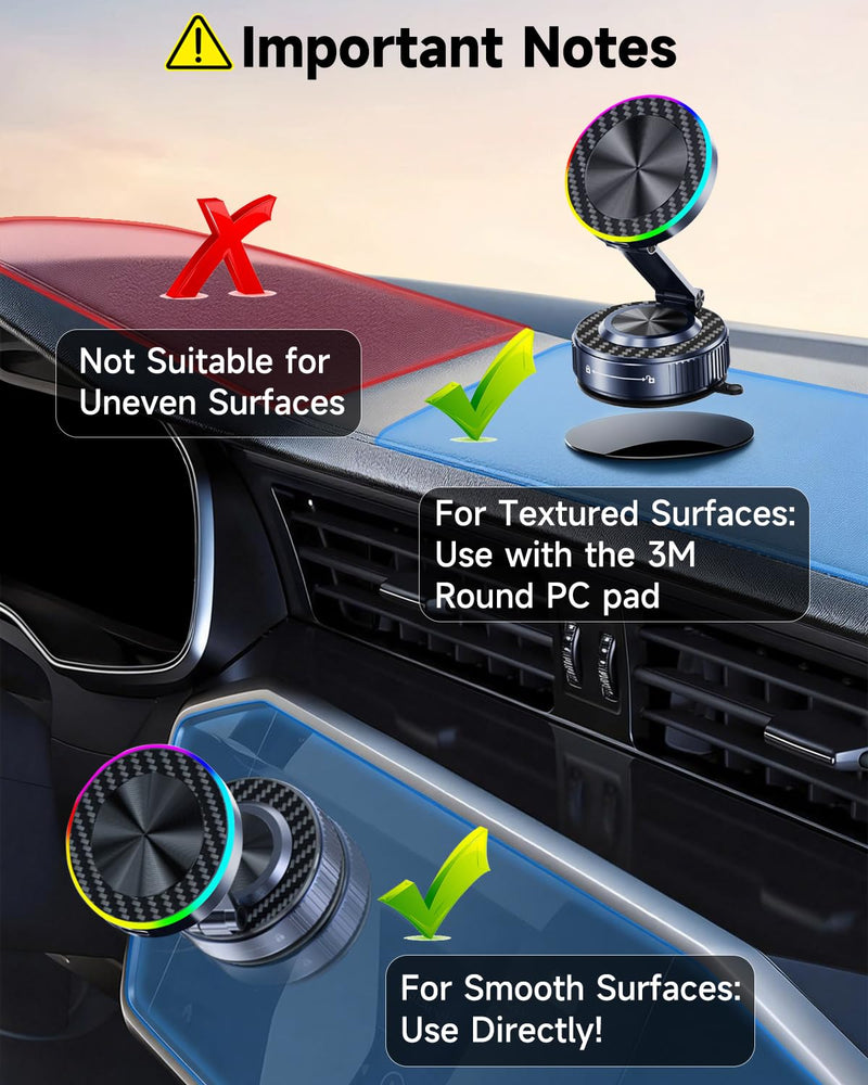 for MagSafe Car Mount Charger, 15W Fast Charging Magnetic Wireless Car Charger, Vacuum Magnetic Phone Holder [120LBS Ultra Suction Cup & 3800gf Magnet ] 780° Dashboard Car Bracket for iPhone & Android