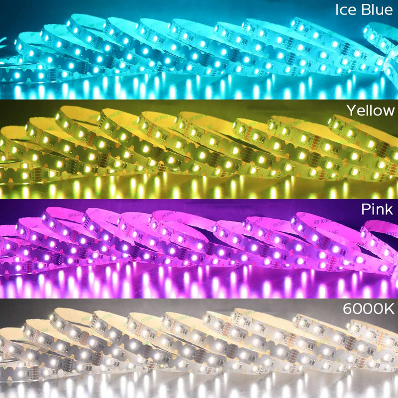 [AUSTRALIA] - 12V 4in1 RGBW LED Strip Lights 360° Bending S Shape RGB+6000K Daylight 16.4ft 240LEDs Dimmable RGBW Color Changing LED Light Strips for DIY Letters Irregular Lighting (RGB+6000K) 