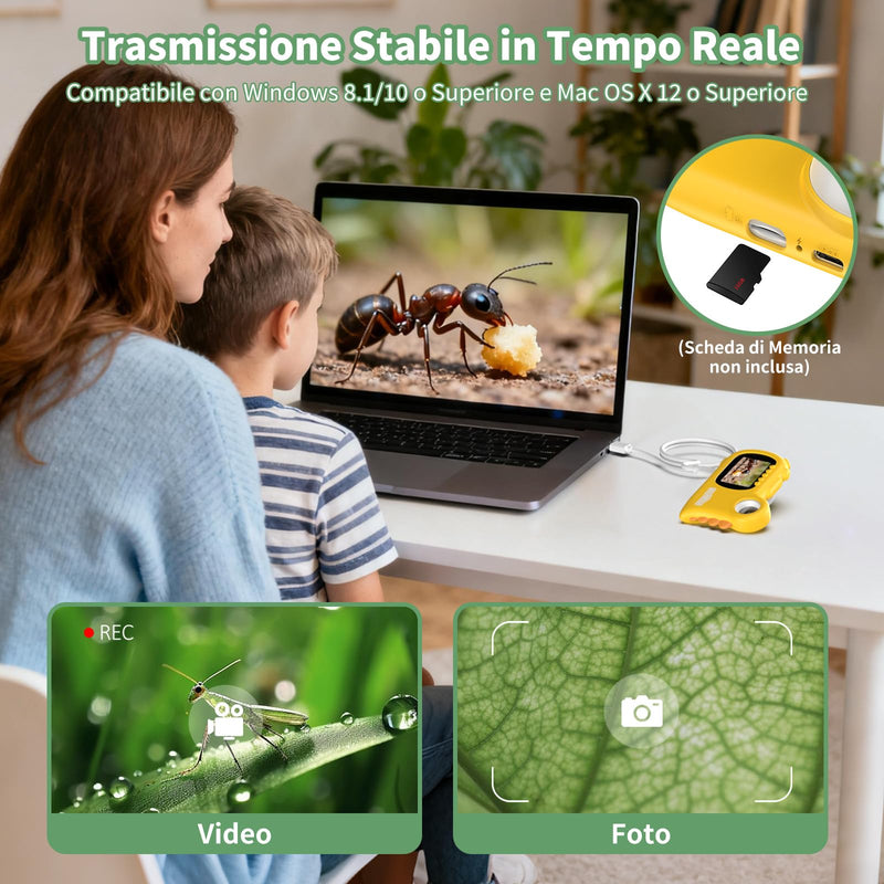 [AUSTRALIA] - 2 in 1 Microscope for Kids & Video Camera, Deepoter 1000X Digital Microscope with 2.0" Screen, Portable Handheld Kids Camera Toys, STEM Educational Science Kit Gifts for 3-12 Age Years Old Boys Girls 