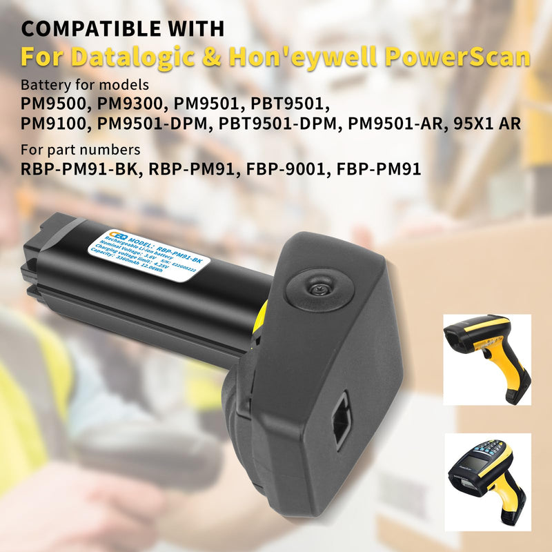 [AUSTRALIA] - CBQ RBP-PM91-BK Battery, for Datalogic PM9300 PM9100 PM9500 PM9501 PBT9501 95X1 AR PM9501-AR Scanner for Honeywell PowerScan RBP-PM91-BK FBP-9001 FBP-PM91 Rechargeable Battery 