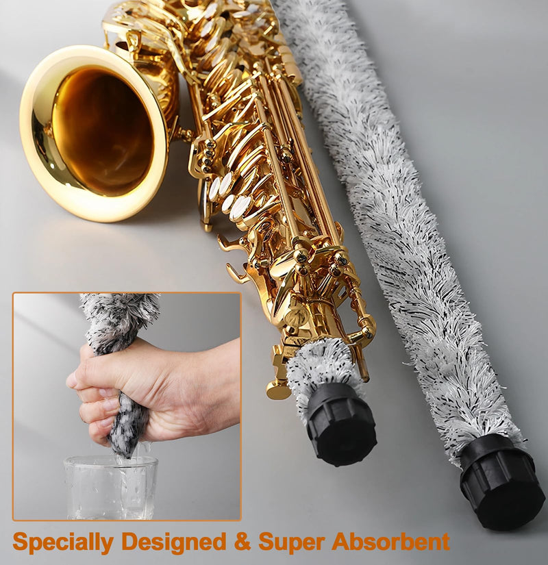 Alto Saxophone Cleaning Swab, Alto Sax Pad Saver Brush Cleaner, Ultra Absorbent Cotton Sax Cleaning & Care Kit, Suitable for Alto Sax, Length 21'' Swab for Alto