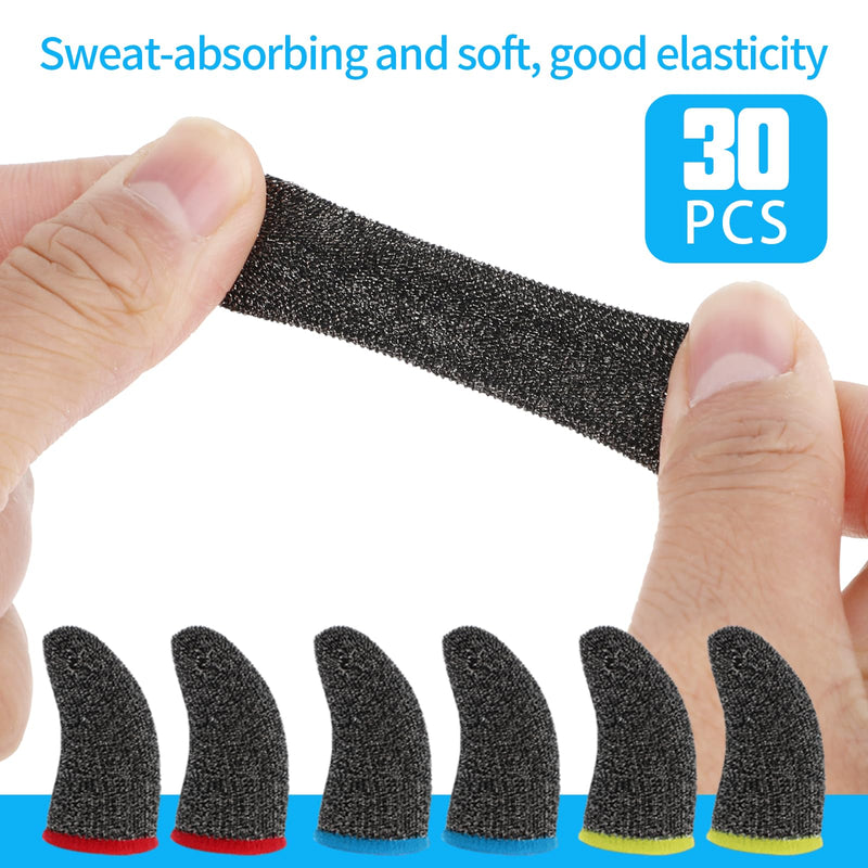 30PCS Finger Sleeves for Gaming Breathable Finger Sleeve Gloves for Gaming Finger Thumb Sleeves Set Gamer Thumb Sleeves Finger Covers Dedales para Dedos Gamer for Mobile Phone Game
