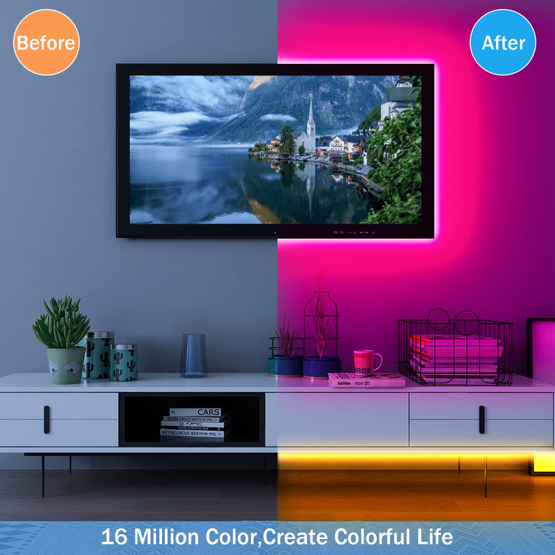 65.6ft LED Lights for Bedroom, Music Sync RGB LED Strip Lights with APP & Remote Control, Luces LED para Cuarto, Bluetooth LED Lights for Room, Home Decoration 65ft