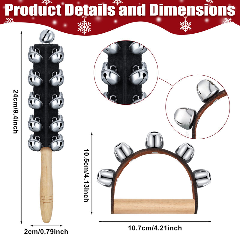 [AUSTRALIA] - 6 Pieces Christmas Hand Jingle Bells Wooden Hand Sleigh Bells Jingle Shaker Bells Handhold Bell Rattles Musical Bell Instruments Handheld Bells Holiday Christmas Decor (Black) Black 