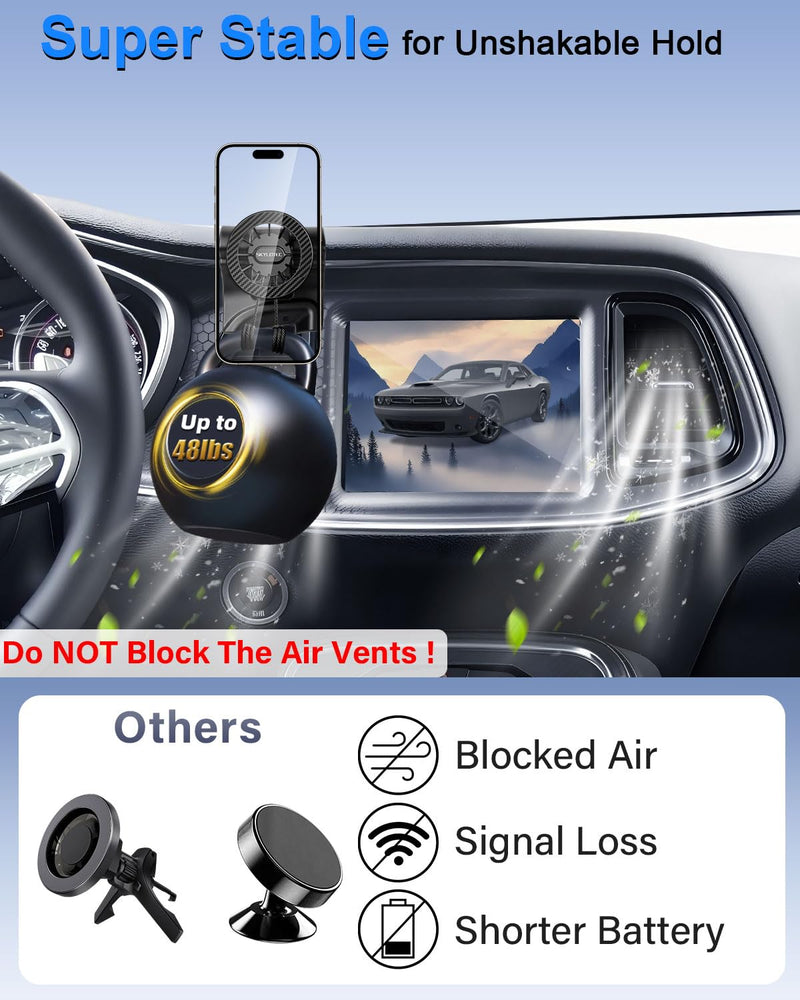 SKYLOTEC Magnetic Phone Holder for Dodge Challenger 2015-2023 Dash Mount | for Dodge Challenger GT SXT R/T Dashboard Accessories, Not Block Air Vent, Strong Magnet for MagSafe & iPhone Samsung 2015-2023 Dodge Challenger