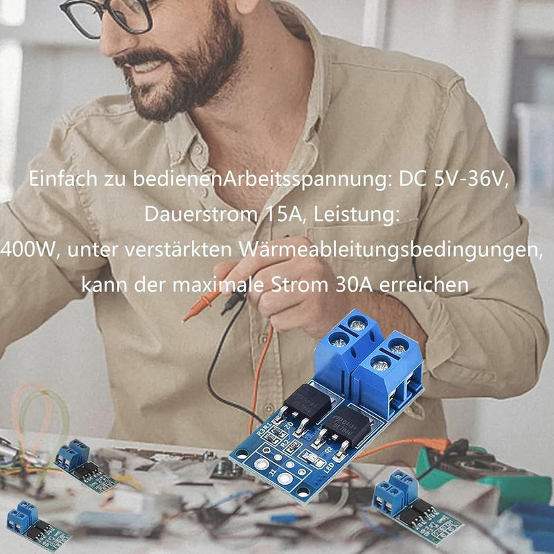 12 Pcs DC 5V-36V 400W FET Trigger Switch Drive Module Board Dual Mosfet Driver Module Dual High Performance Switching Driver Module PWM Controller Switch Panel Driver Module for Ar-duino