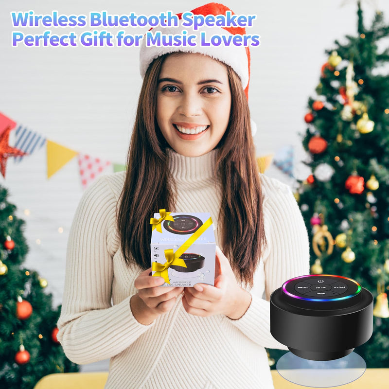 [AUSTRALIA] - Bluetooth Shower Speaker, Portable Bluetooth Speakers with Suction Cup, IP67 Waterproof Speaker with LED Light, Wireless, Floating, for Camping Beach Travel, Gift for Men, Women Multicolor 