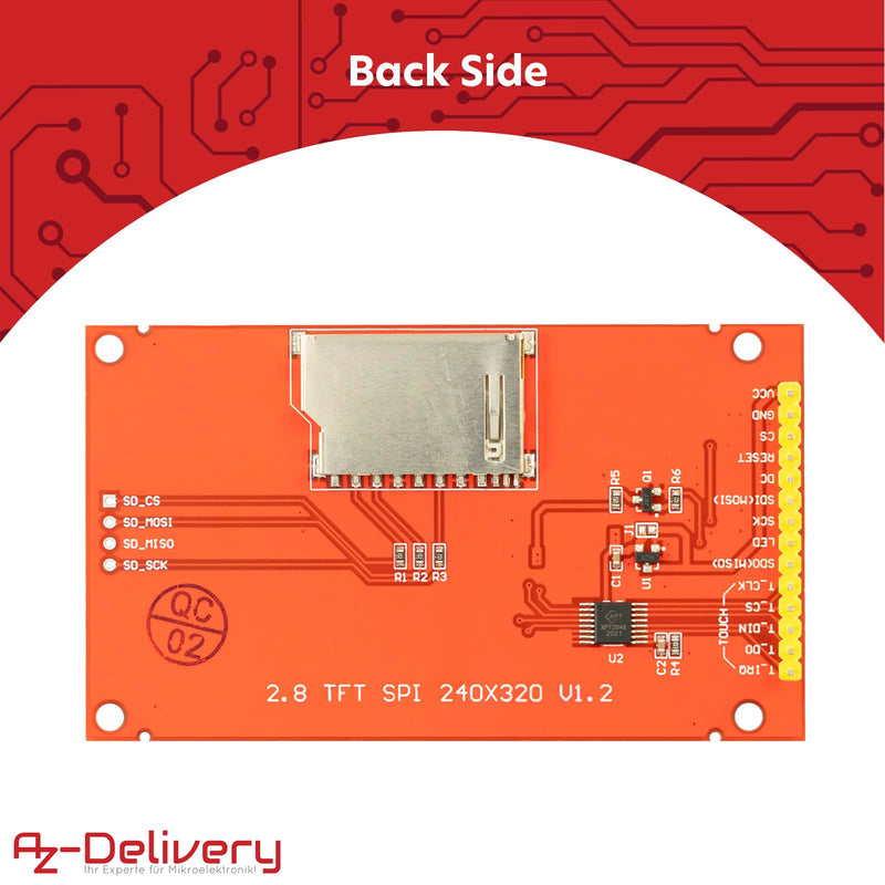 AZDelivery 2.8 Inch LCD TFT Touch Display - Compatible with Arduino and Raspberry Pi - 320 x 240 Resolution, ILI9341 Driver, SPI Interface 1