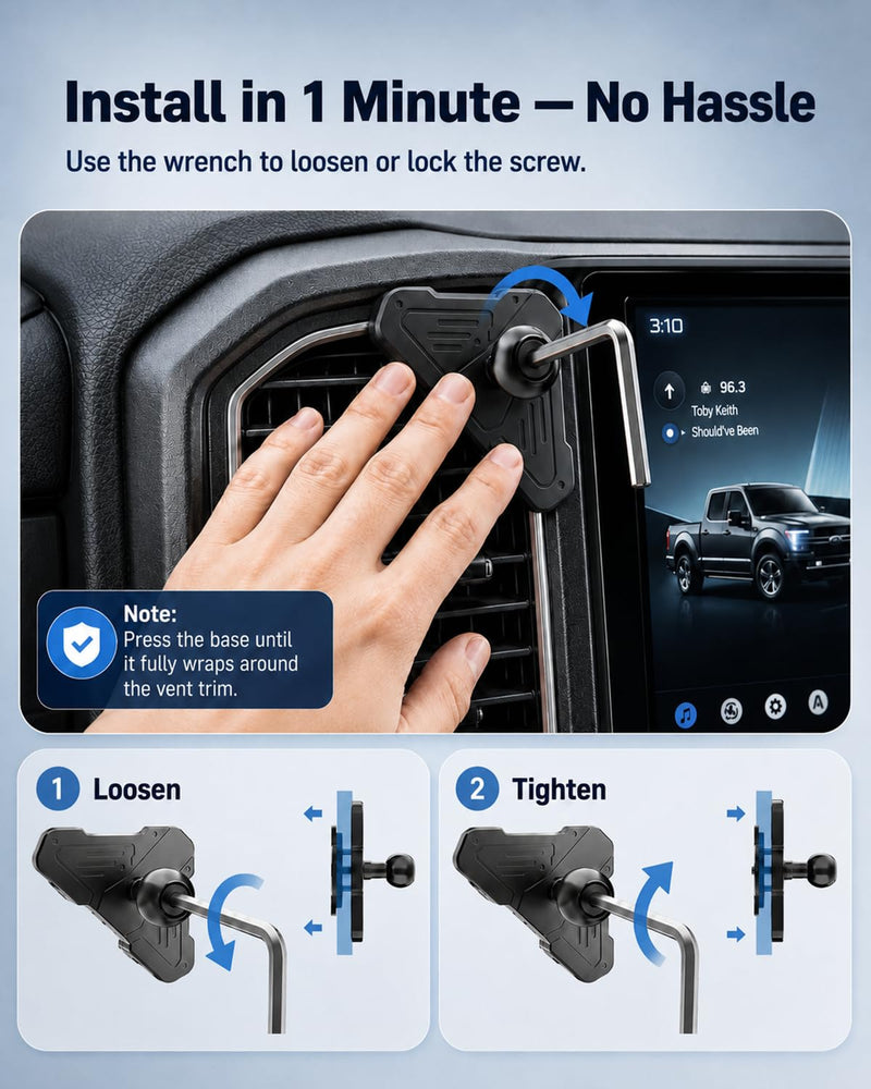 Magnetic Air Vent Phone Holder Compatible with Ford F150 2021-2026 | Super Duty F250 F350 F450 2021-2025, Metal Truck Phone Mount for MagSafe iPhone,Vent Cell Phone Holder Bracket