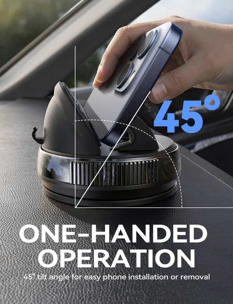 JOYROOM Car Phone Mount, [360° Rotation+Thick Case Friendly] Cell Phone Car Holder with Adjustable Spring Clip, Anti-Slip Silicone Universal Dashboard phone holder for Car for iPhone, Smartphones, GPS Blue