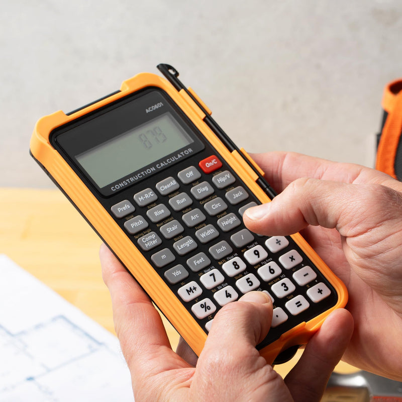 Construction Calculator with Writing Tablet — Feet Inch Fraction, Carpenter Calculator for Framing, Roofing, Concrete, Material Estimator, 200+ Functions, Gifts for Contractors