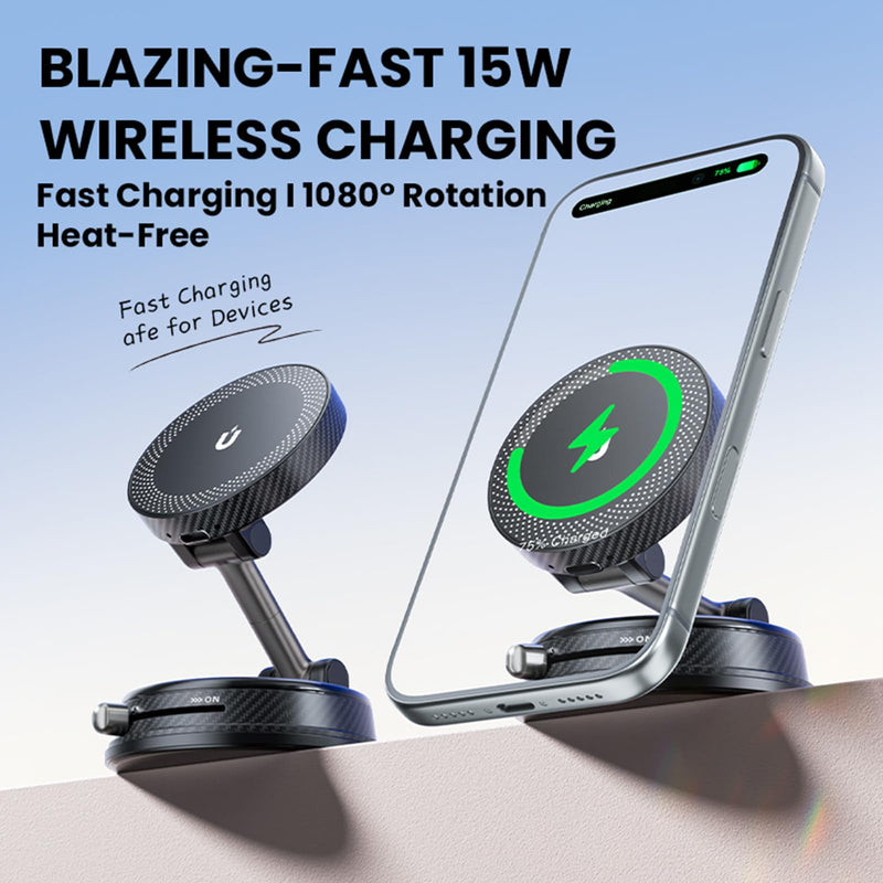 360° Adjustable Radio Magnetic Suction Phone Holder + MagSafe Car Mount for iPhone 17/16/15/14/13/12, Air Plus & More – Perfect for Cars, Kitchen, Bedroom, Gym Wireless Charging
