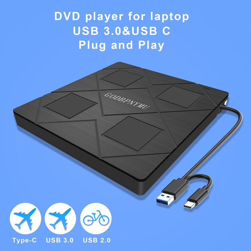 8-in-1 External CD/DVD Drive for Laptop, USB-C SD/TF Card Reader | with Carrying Case Compatible with Laptop PC, MacBook Pro/iMac Windows 11/10/8/7 Linux 8 in 1