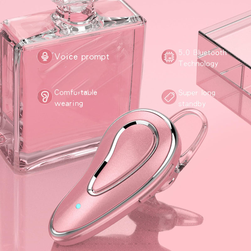 Bluetooth Microphone Headset with Mic Wireless Bluetooth Phone Earpiece for Cell Phone Ear Pieces Headset for Phone Calls Wireless Single Earpiece with Mic for Work Hands Free Pink