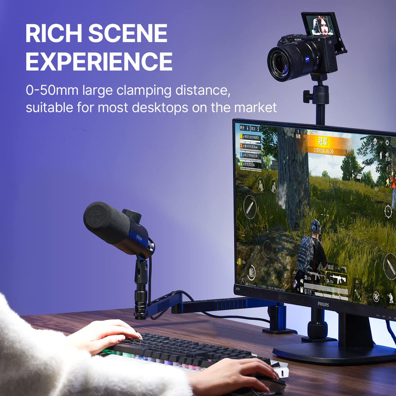 [AUSTRALIA] - ULANZI LS26 Low Profile Mic Arm, Aluminum 360° Rotatable Foldable Microphone Low Arm Desk Mount for Podcast/Streaming/Gaming/Radio Studio w Mic Clip 1/4" 3/8" 5/8" Screw for Most Mics 