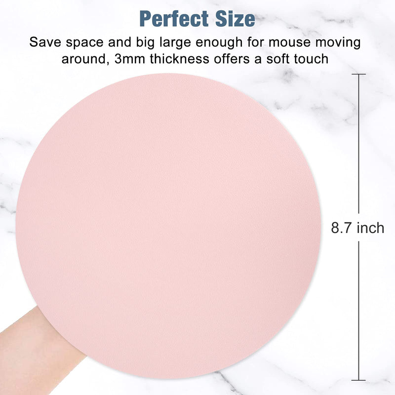Hsurbtra Mouse Pad, Double-Sided PU Leather Small Round Mousepad 8.7 x 8.7 Inch,Anti-Slip Waterproof Mouse Mat, Pretty Cute Mouse Pad for Office Home Gaming Laptop Men Women Kid,Pink & Blue Pink