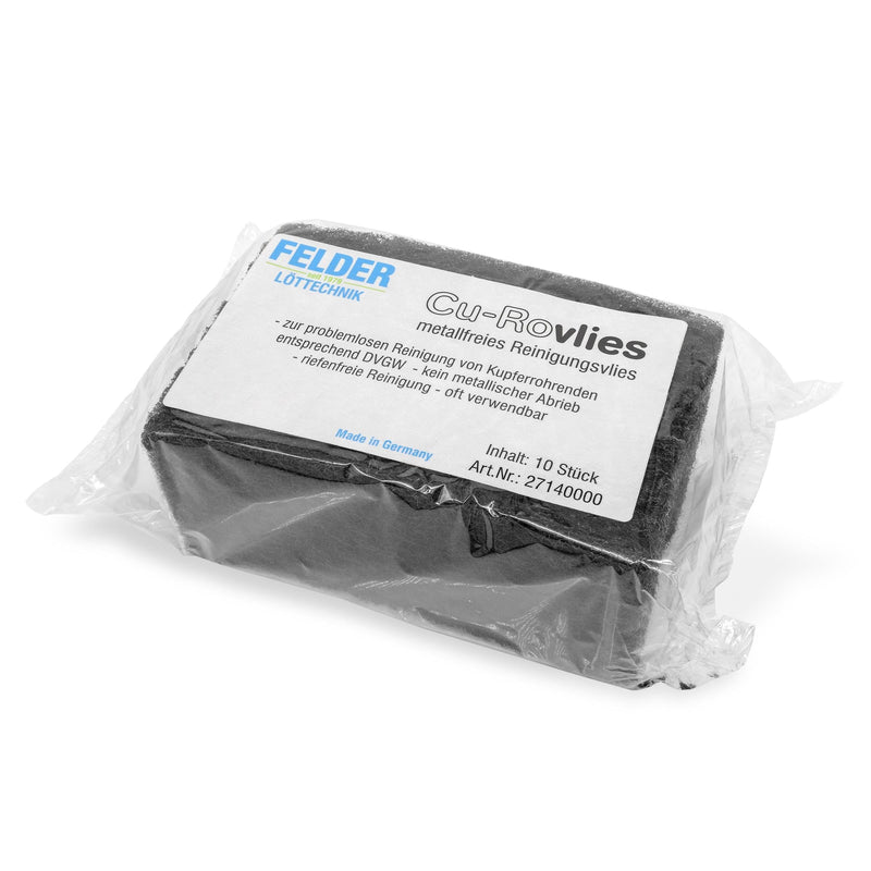 GALLUNOPTIMAL by Felder Cu-Rovlies - Metal-Free Cleaning Fleece for Oxide Removal on Soldering Points, Wet & Dry, Quick Scoring Free Cleaning - Approx. 130 x 60 x 6 mm, Pack of 10