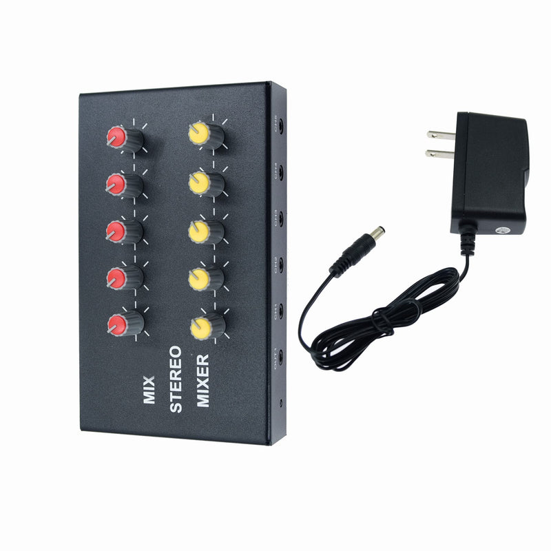 [AUSTRALIA] - audio mixer Powered 10 Channels input 2 output Mini Audio Mix with 3.5mm Stereo for Broadcasting, Podcasting, Streaming,phone Recording and PC Gaming mixing mix102 