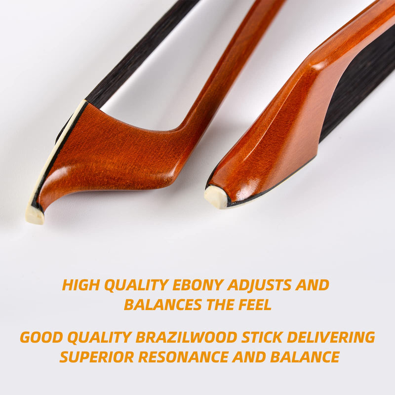 WinsterBow France Style Double Bass Bow New Black Horse Hair (France Double Bass Bow 4/4) France Double Bass Bow 4/4