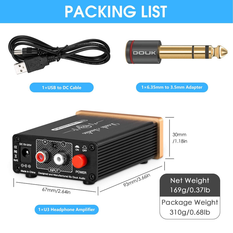 [AUSTRALIA] - Douk Audio U3 Headphone Amps, Mini Hi-Fi Amplifier for Home Desktop PC 6.35mm / 3.5mm Headsets, Class A, RCA Input, DC 5V 