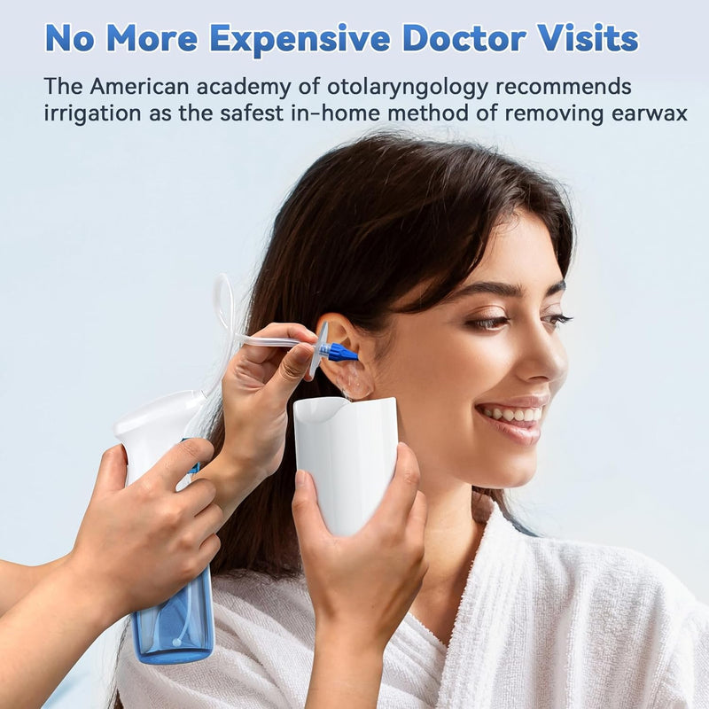 Qimic Ear Cleaner, Ear Wax Remover, 1080P Otoscope with Light, Ear Cleaner for Adults, Ear Wash, Ear Wash System, Ear Cleaning Set with 10 Ear Tips and Water Catching Basin blue-black