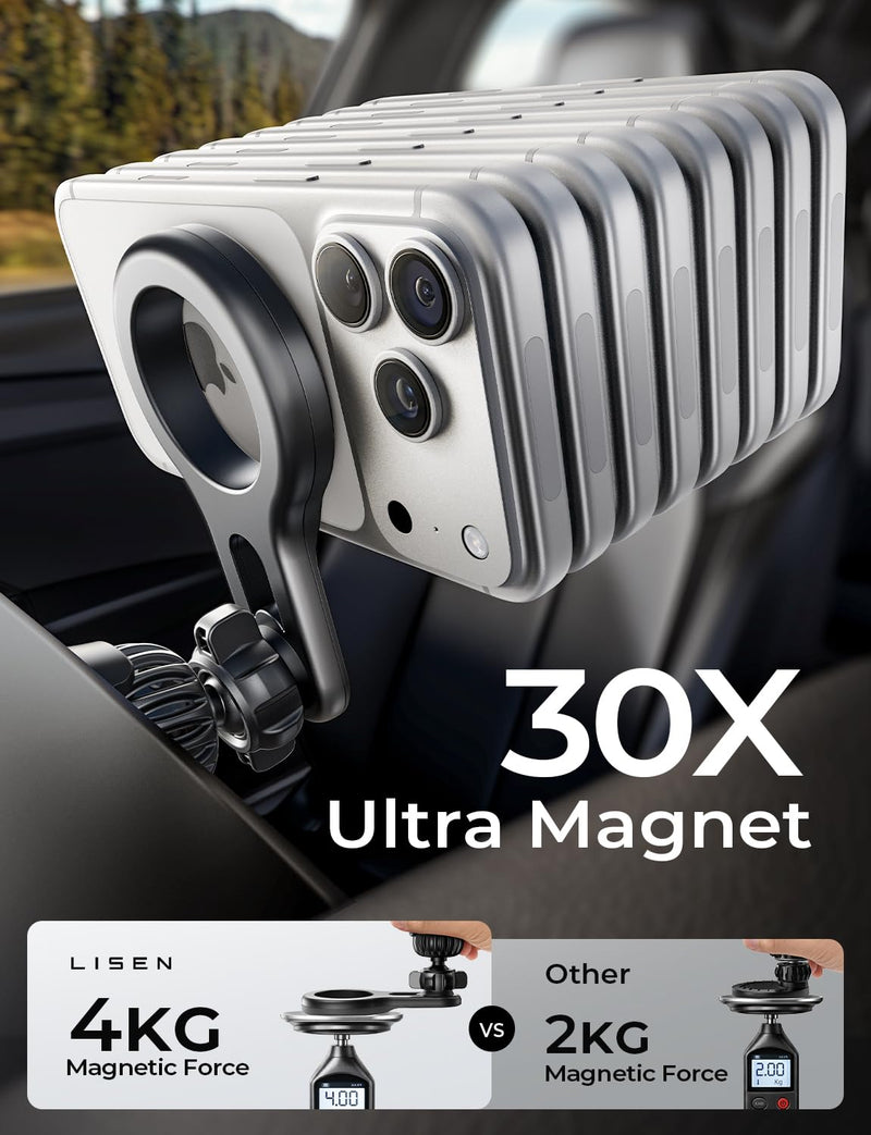 LISEN for MagSafe Car Mount [Black and Purple] Magnetic Phone Holders for Car Air Vent Phone Mount [Ultra-Magnetic] Cell Phone Holder Car Accessories for Men Women fit iPhone 17 16 15 14 Pro Max