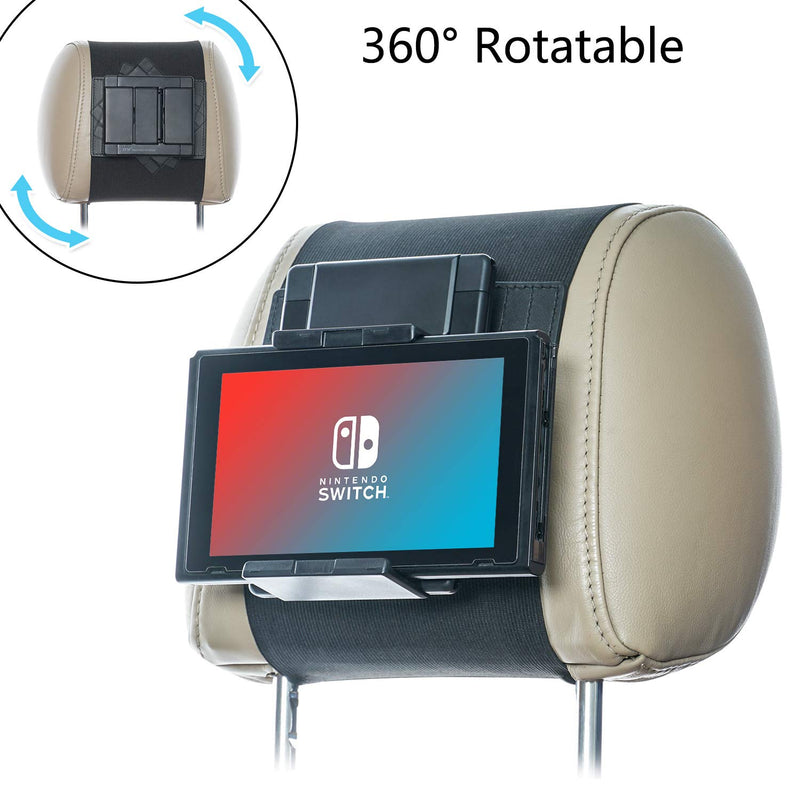 TFY Swivel Car Headrest Mount Holder for Switch for Car Swivel | Compatible with Tablets | No-scratch design | Hands-free use | Fits 5-10.5" devices | Ideal for in-car use/gaming