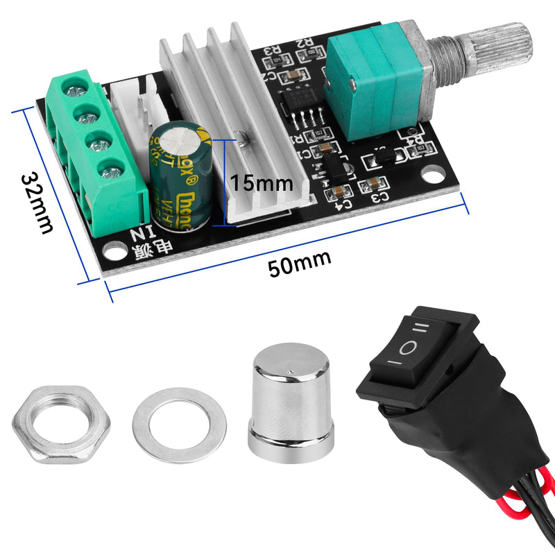 DC Motor Speed Controller - PWM 6V/12V/24V/28V/3A/80W Speed Adjustable Reversible Switch 1203BB DC Motor Driver for Fan, DC Motor, Fish Tank Oxygen Pumpt 6-28V 3A
