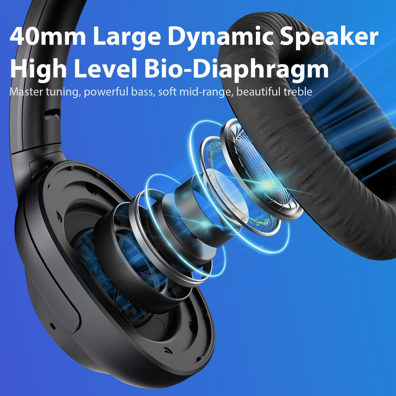 YMOO Bluetooth 5.2 Hybrid Active Noise Cancelling Headphones for Airplane Travel, Wired and Wireless ANC Headphones, 80H Playtime Over Ear Headphones, Bluetooth Headset with Mic for Adults