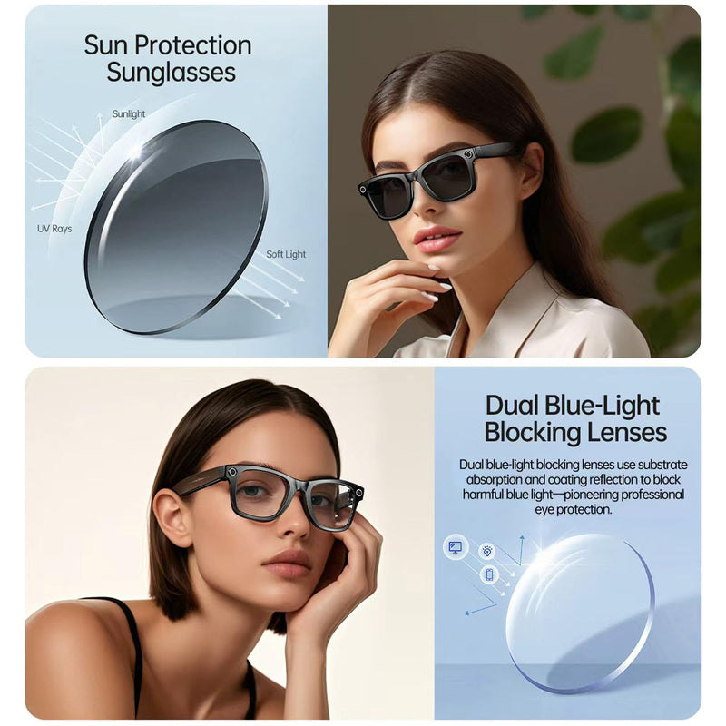 W610 Smart AI Glasses with Camera and Translation – high-Speed Wi-Fi Transfer, Dual-mic Noise Cancellation, All Wrapped in a Fashion-Forward Streamlined Frame with Statement colorways. Black