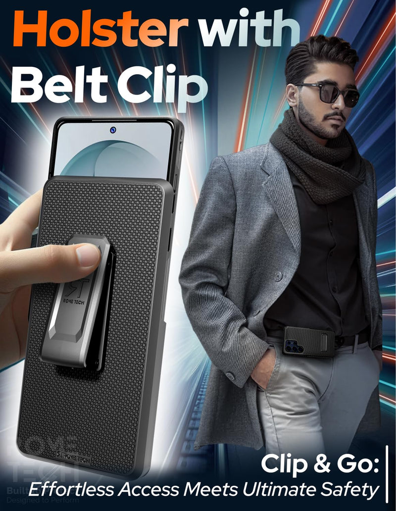 Designed for Samsung Galaxy S26 Ultra Case with Belt Clip Holster | Rugged Cover with Strong Magnet & Kickstand Heavy Duty Combo - Black