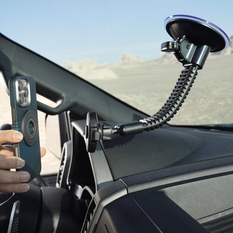 A2C One-Lock Ultra Off-Road Truck Phone Mount Heavy-Duty Phone Holder | Magnetic Alignment with Automatic Dual-Latch Locking System, One-Hand Quick Release, 4.33" Heavy-Duty Vacuum Suction Cup