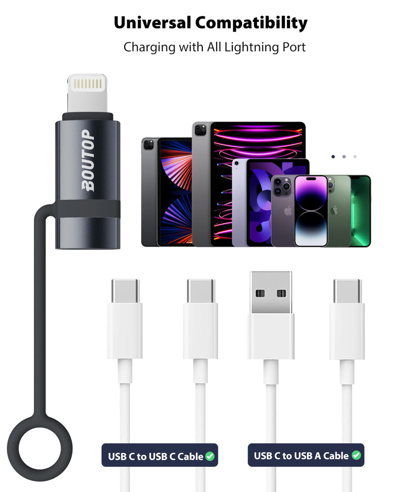 [AUSTRALIA] - [MFi Certified] 36W USB C to Lightning Cable Adapter, Support Data Sync/PD Fast Charging Compatible with iPhone iPad AirPods, with Anti-Lost Holder - 2 Pack Dark Gray 2 Packs 