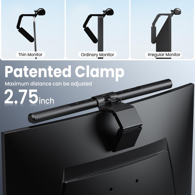 Quntis Computer Monitor Lamp, Screen Monitor Light Bar for Eye Caring, USB Reading LED Task Lamp with Auto-Dimming, Dimmable Light Bar, Touch Control, No Glare Space Saving Home Office Desk Lamps ScreenLinear Pro ‎Gray