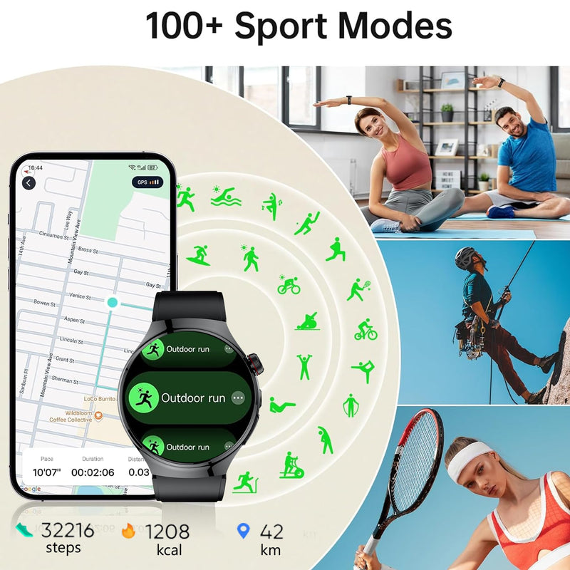 Health Smart Watches for Women Men - 1.43" Fitness Watch with eart Rate, Blood Oxygen, Blood Pressure, Sleep and Stress Health Monitor, Call, SOS, 110+ Multisport Mode, Watch for Android & iOS