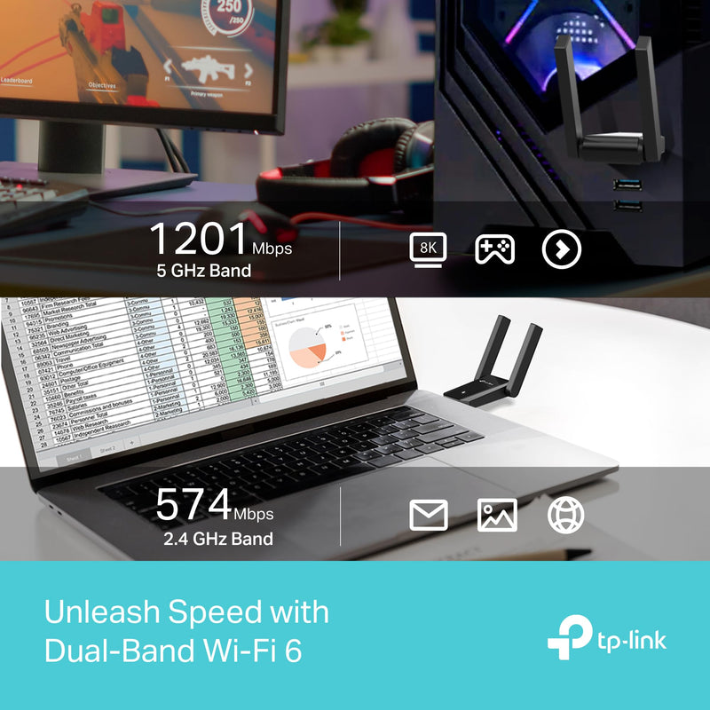 [AUSTRALIA] - TP-Link USB 3.0 WiFi Adapter for Desktop PC (Archer TX30U Plus)-AX1800 WiFi 6 Dual-Band Plug and Play Wireless Network Adapter with 2.4GHz, 5GHz, 2×High Gain Antenna, WPA3, Supports Windows 11/10 AX1800, WiFi 6 