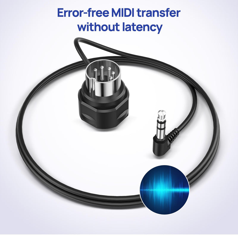 CME TRS MIDI Cable 4-Pack - TRS Type A (3.5mm - 1/8”) to 5-pin DIN, 3FT / 90CM, Low-Profile - Right Angle Ultra-Thin Plugs for Compact Spaces - Ideal for Synths & Pedalboards 4-Pack Angled