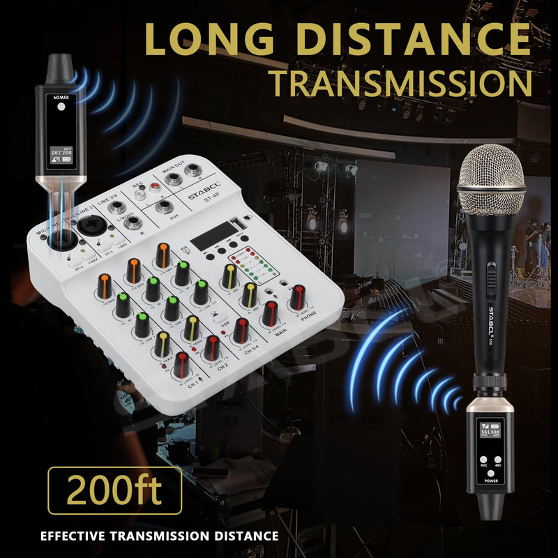 UHF Wireless XLR Transmitter and Receiver with Carry Case, Professional Wireless Microphone XLR Adapter for Dynamic & Condenser Mics and Audio Mixer Pa System, Rechargeable, 200ft Range.