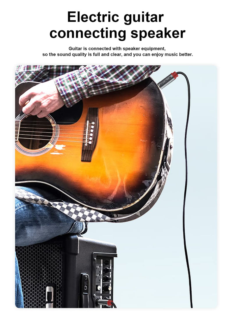 Instrument Cable,【6.6ft/ 2m-2pack】 6.35mm Male to Male 1/4 inch to 1/4 inch Audio Cable, Fish Wire Braided TRS Cable, for Guitar Cable, Bass, Keyboard, Mixer, Amplifier, Equalizer, Speaker. 6.6Ft/2M-2Pack