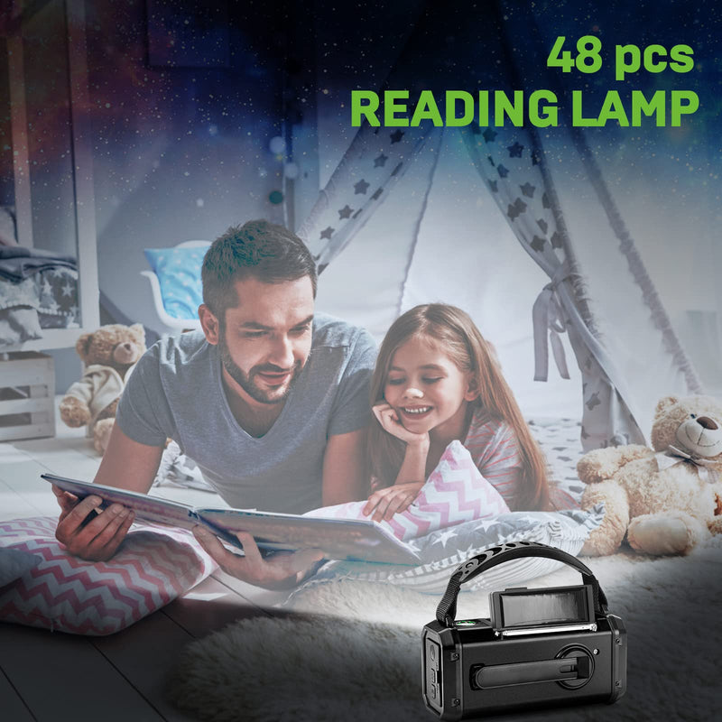 10000mAh Solar Radio, Crank Radio, Emergency Radio, NOAA/AM/FM Weather Radio, USB Type-C Charging,Dynamo Radio,Polymer Battery,Torch & LED Reading Light, SOS Alarm,Compass for Camping black