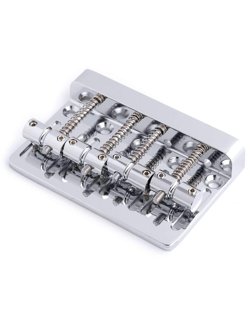 Metallor 4 String Bass Bridge Tailpiece Fixed Saddles for Electric Bass Guitar Jazz Bass or Precision Bass Chrome.