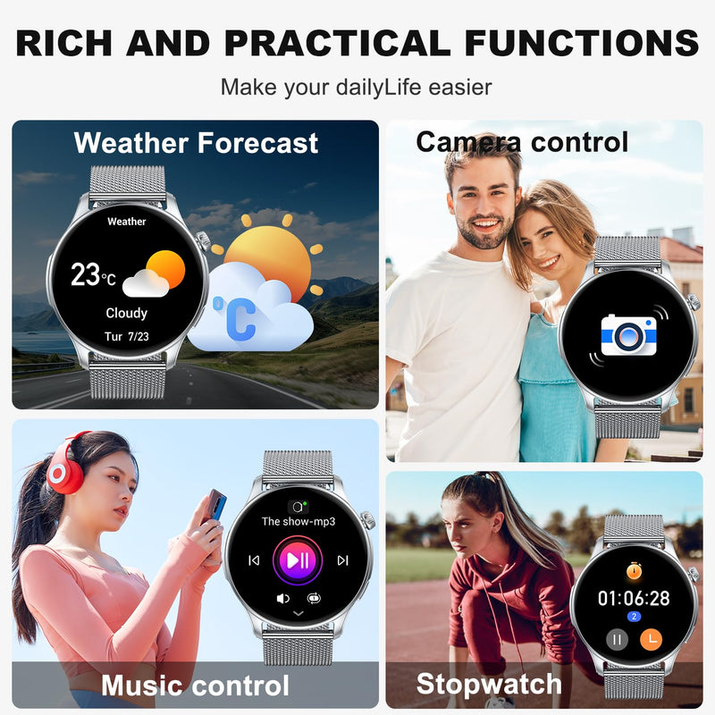 Smart Watch for Men Women Fitness: Make Answer Call Running Digital Mens Watches Waterproof Smartwatch Android Phone iPhone Samsung Compatible Step Pedometer Tracker Heart Rate Sleep SpO2 Monitor