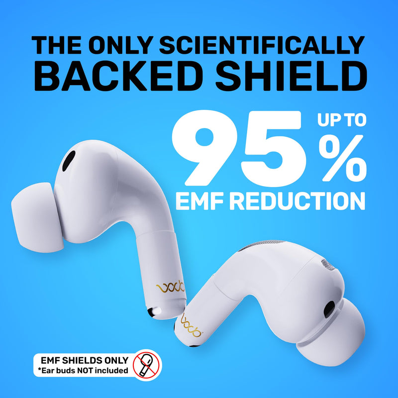 EMF Shield Sticker for AirPods 2nd/3rd/4th Gen, 2-Pack | FCC Lab-Tested, USA Patented, Short Stem Airpods, 5G Wireless Devices, WAVEBLOCK SHORT STEM AIRPODS - WHITE 2 Pair