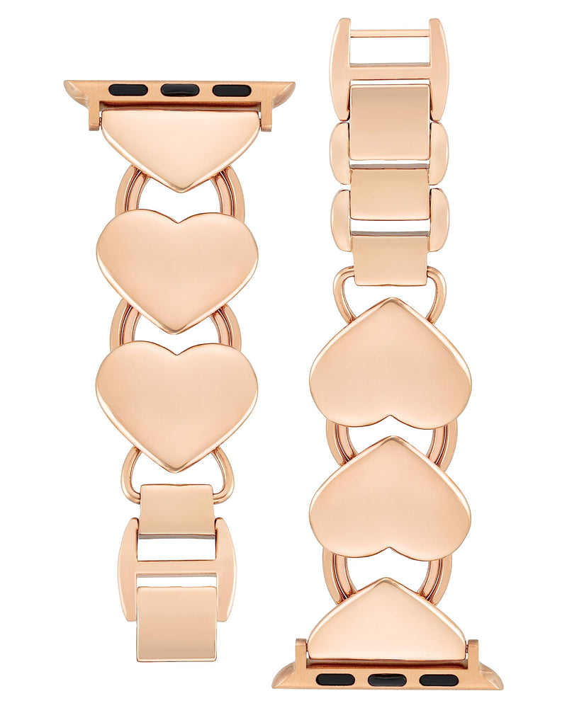 Anne Klein Heart Link Chain Bracelet for Apple Watch Secure, Adjustable, Apple Watch Band Replacement, Fits Most Wrists 42mm (Series 10) & 38/40/41mm Rose Gold