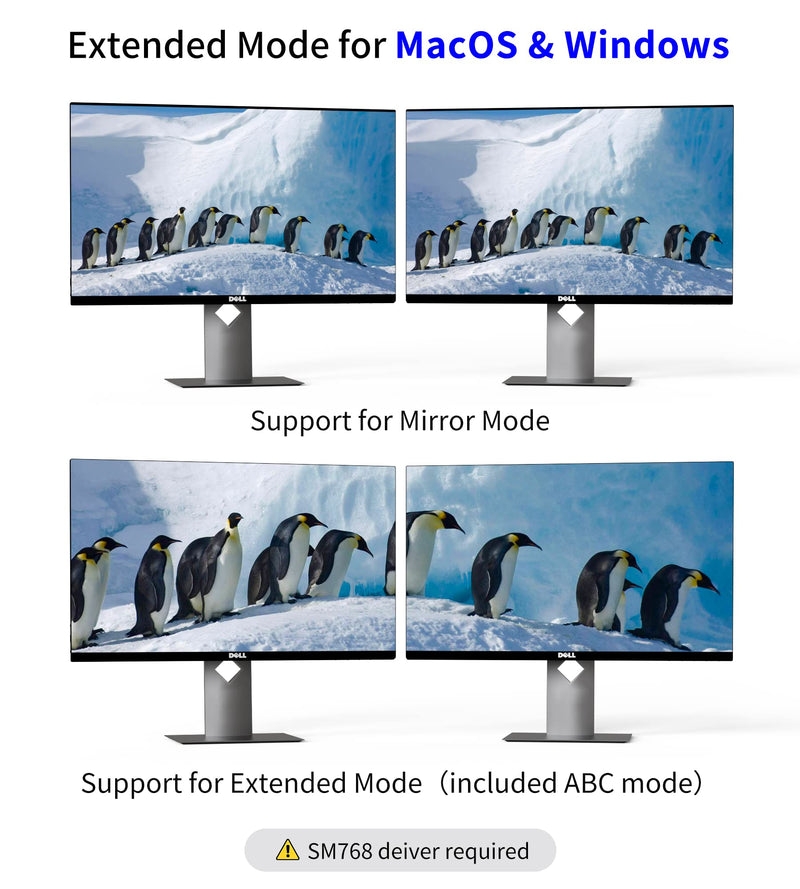 fairikabe USB 3.0 to Dual HDMI Adapter 4K30Hz Support Windows/Mac OS | USB to HDMI Adapters for 2 Monitors/TV, USB A to HDMI Splitter MST Mode for 2 Extended Display