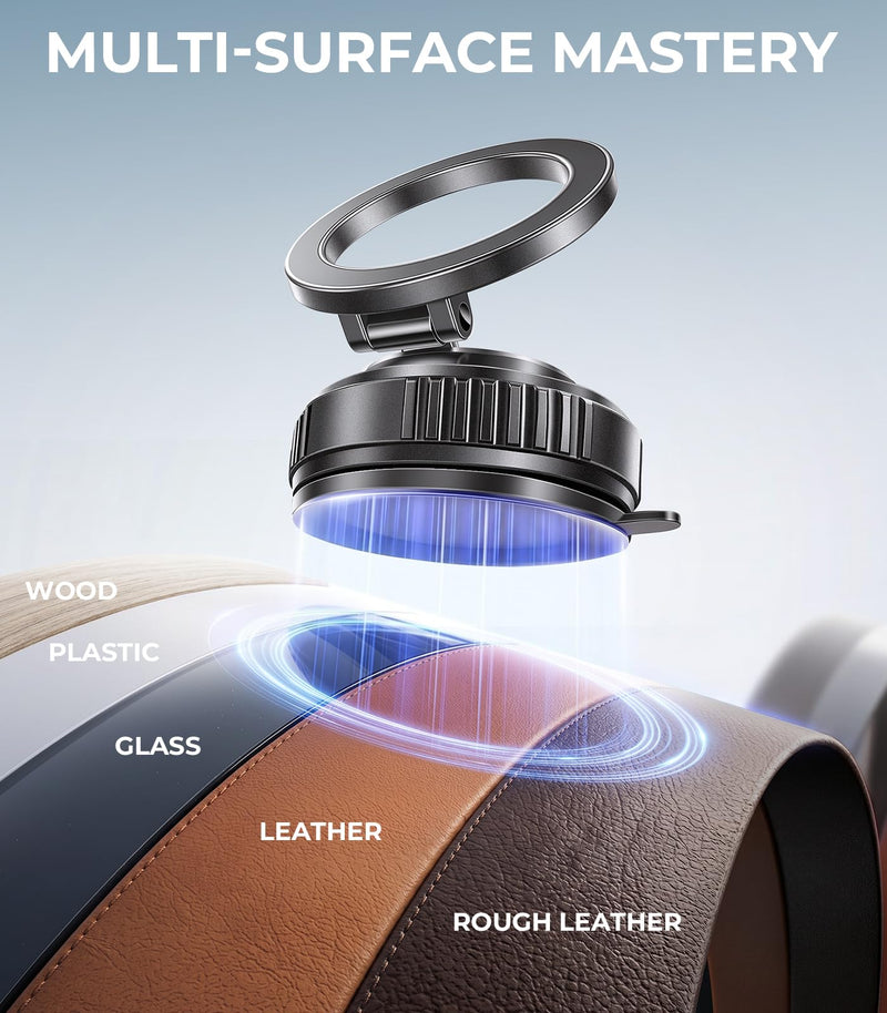Rorhxia Car Phone Holder for Magsafe, [Enjoy Convenience, Flexibility, Stability], Foldable Vacuum Magnetic Phone Mount for Dashboard Windshield for Your Car Fit iPhone 17/16/15/14/13/12 Pro Max Dashboard/Windshield